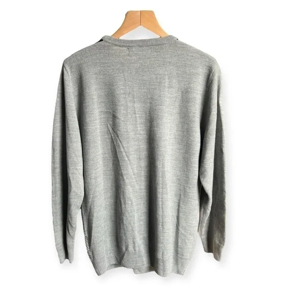 Tricots St. Raphael Men’s Geometric Square Design Crewneck Sweater, Large - Picture 2 of 11